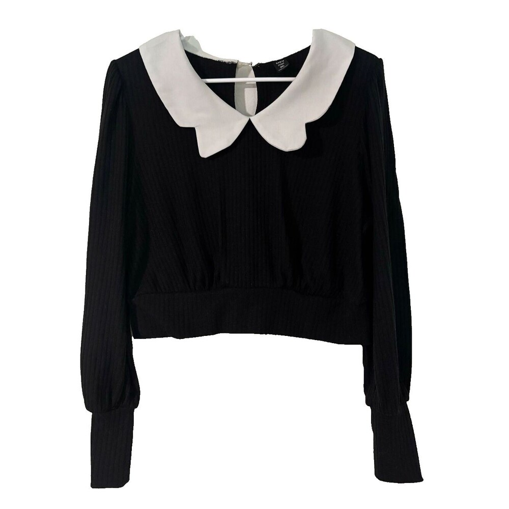SHEIN Curve Women's Sweatshirt Hoodie Peter Pan Collar Puff Sleeve Size 0XL